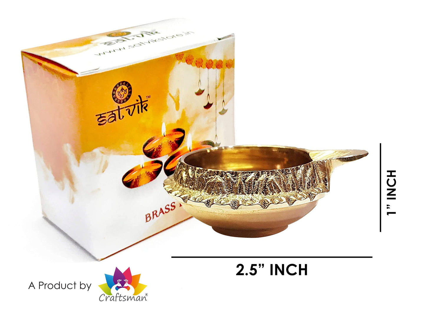 Craftsman Handmade Golden Engraved Kuber Diya, 10 PC, Virgin Brass, Traditional Indian Oil Lamp for Diwali Decoration